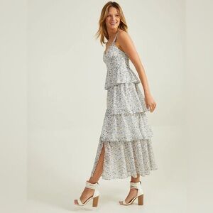 Altar'd State Blue and Beige Floral Midi/Maxi Dress